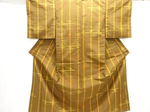 アンティーク　抽象模様織り出し手織り紬着物